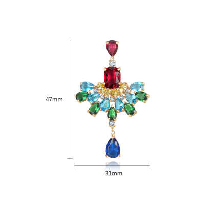 Multicolor Dazzling Pear Cut Moissanite Diamonds Luxury 18k Vermeil Gold Plated Vintage Retro Drop Earrings | Mix Mix Style-Mix MIx Style