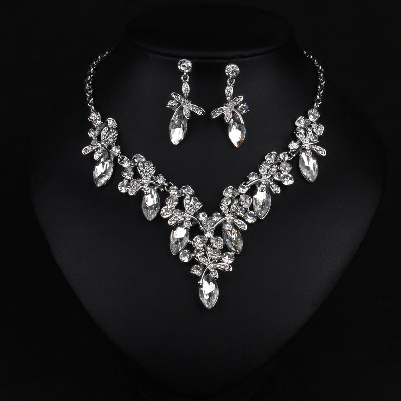 Vintage Multicolor Retro Oval Diamonds Luxurious 18k Gold Plated Necklace Earrings Jewelry Set | Mix Mix Style-Mix MIx Style