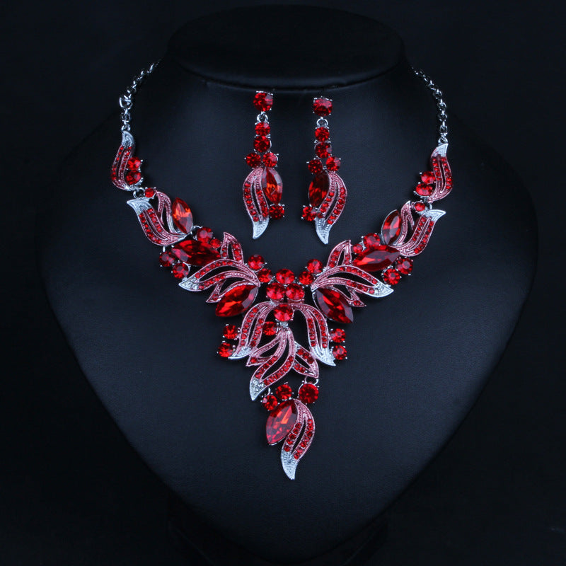 Geometric Vintage Multicolor Diamonds Luxury 18k Gold Plated Necklace & Drop Earrings Jewelry Set | Mix Mix Style-Mix MIx Style