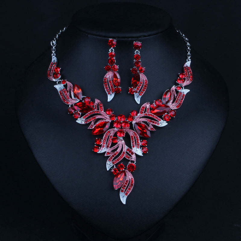 Geometric Vintage Multicolor Diamonds Luxury 18k Gold Plated Necklace & Drop Earrings Jewelry Set | Mix Mix Style-Mix MIx Style