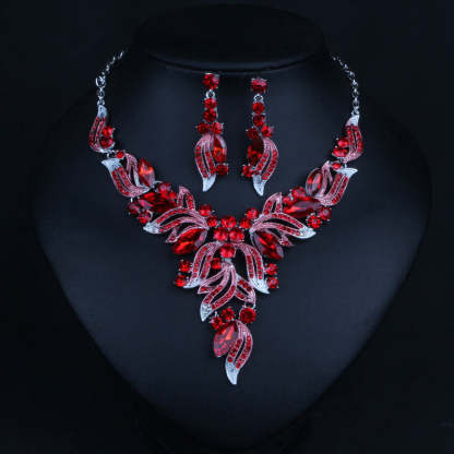 Geometric Vintage Multicolor Diamonds Luxury 18k Gold Plated Necklace & Drop Earrings Jewelry Set | Mix Mix Style-Mix MIx Style