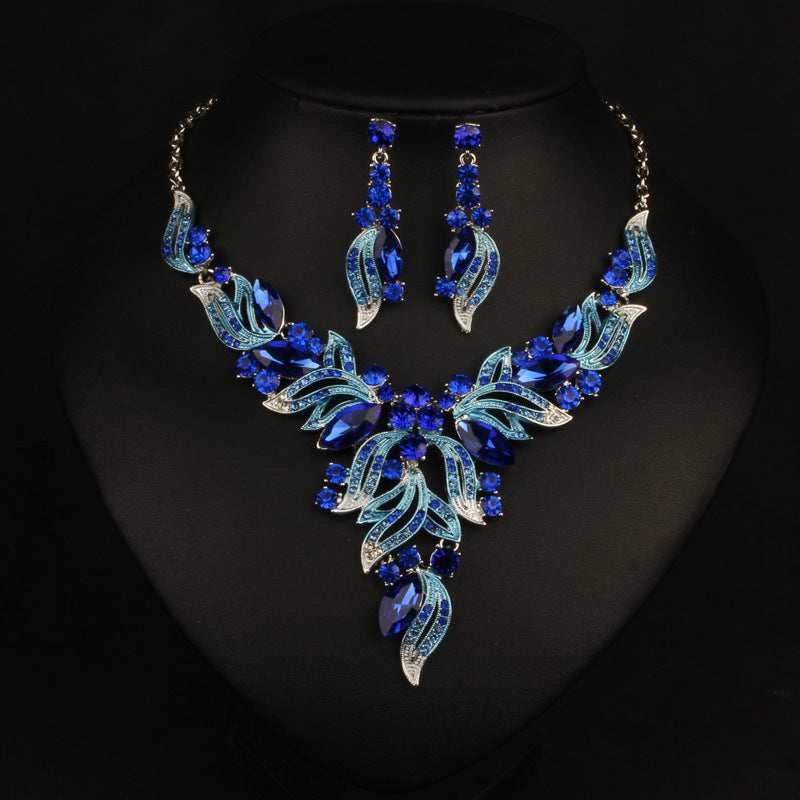 Geometric Vintage Multicolor Diamonds Luxury 18k Gold Plated Necklace & Drop Earrings Jewelry Set | Mix Mix Style-Mix MIx Style