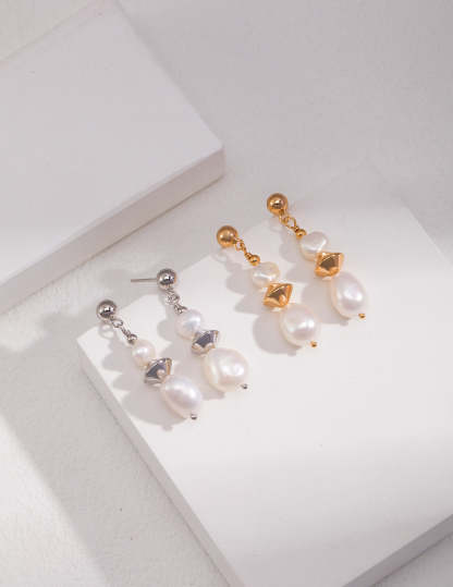 s925 Sterling Silver and Akoya Pearl Drop Earrings | Mix Mix Style-Mix MIx Style