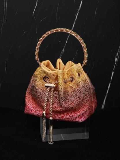 Crystal Embellished Bucket Bag In Ombre Handbags & Evening Bags | Mix Mix Style [Hot Seller]-Mix MIx Style