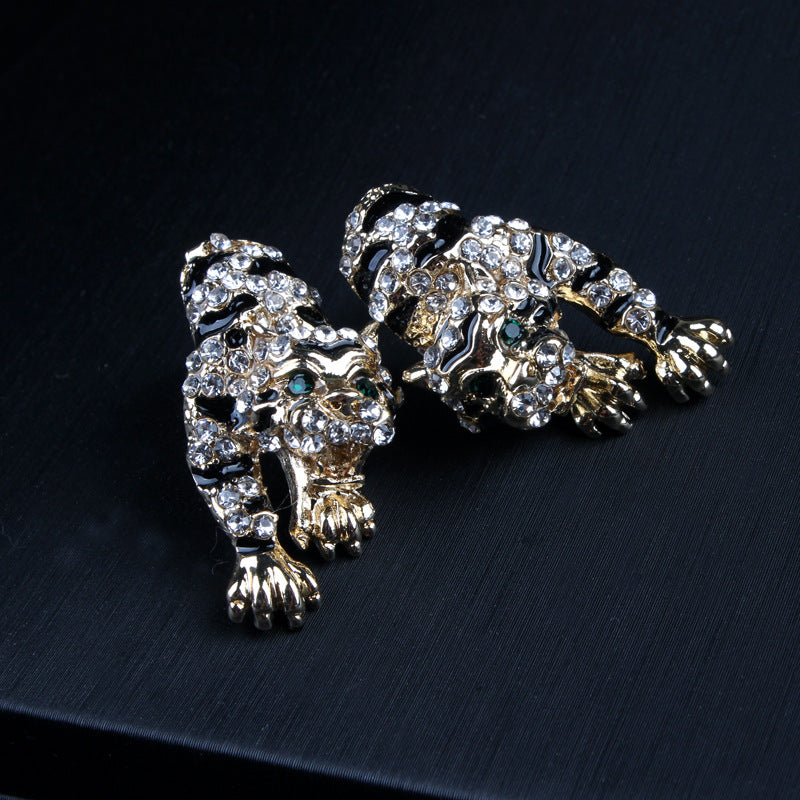 Leopard Leopard Embellished Retro Pendant Akoya Pearl Diamond Luxury 18k Gold Plated Necklace Earring Bracelet Jewelry Set | Mix Mix Style-Mix MIx Style