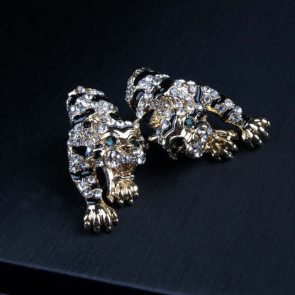 Leopard Leopard Embellished Retro Pendant Akoya Pearl Diamond Luxury 18k Gold Plated Necklace Earring Bracelet Jewelry Set | Mix Mix Style-Mix MIx Style