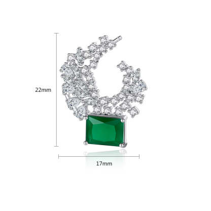 Green & White Timeless Radiant Cut Moissanite Diamonds Elegant 18k White Gold Plated Vintage Retro Stud Earrings | Mix Mix Style-Mix MIx Style