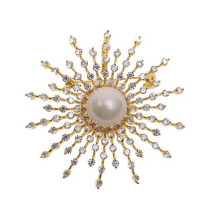 Korean style light luxury brooch for women, baby's breath, snowflakes, zircon pearl corsage, coat, sweater pin, clothing accessories-Mix MIx Style