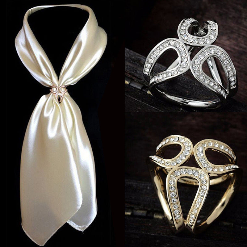 Foreign trade jewelry supply fashion three-dimensional three-ring diamond scarf buckle ladies shawl buckle accessories wholesale direct sales-Mix MIx Style