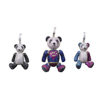 National style new panda necklace gold-plated Superman bear pendant three-dimensional fashion trendy men and women same style bear long necklace-Mix MIx Style