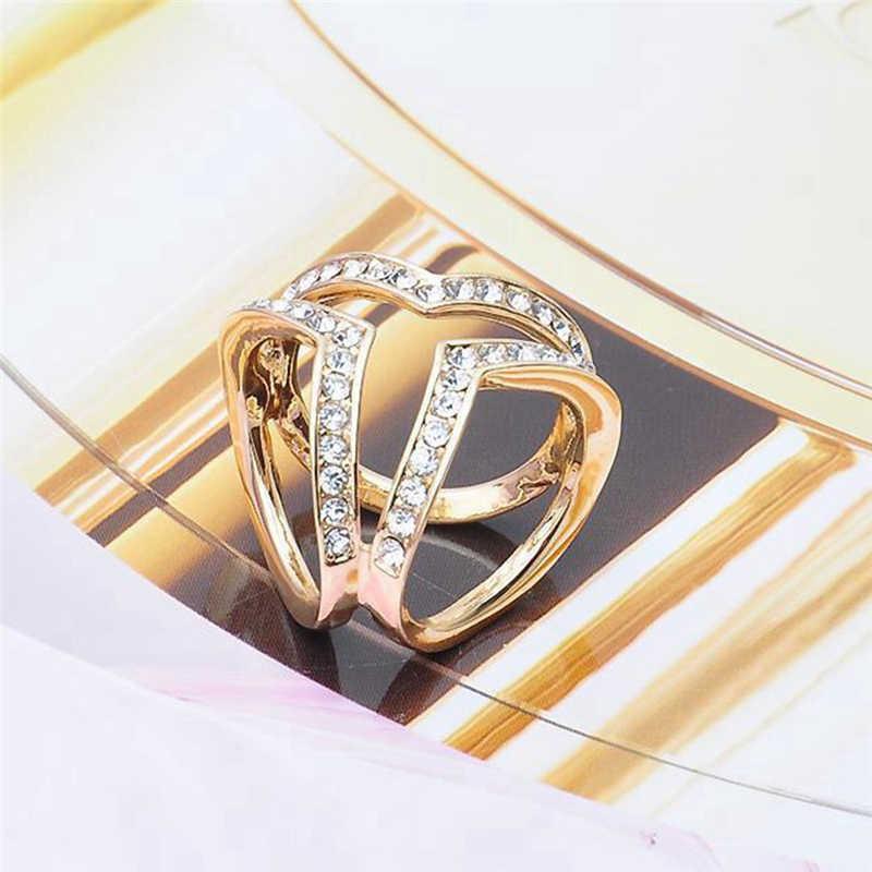 Foreign trade jewelry supply fashion three-dimensional three-ring diamond scarf buckle ladies shawl buckle accessories wholesale direct sales-Mix MIx Style