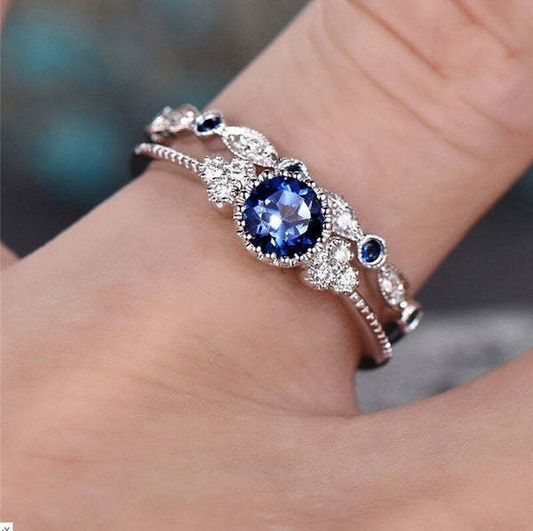 Zhenrong wish hot selling new emerald zircon ring female European and American fashion sapphire engagement ring-Mix MIx Style
