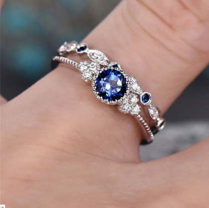 Zhenrong wish hot selling new emerald zircon ring female European and American fashion sapphire engagement ring-Mix MIx Style