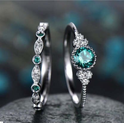 Zhenrong wish hot selling new emerald zircon ring female European and American fashion sapphire engagement ring-Mix MIx Style