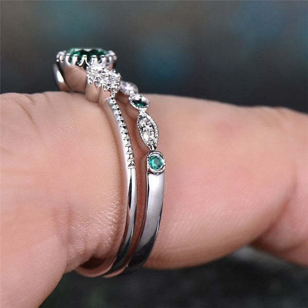Zhenrong wish hot selling new emerald zircon ring female European and American fashion sapphire engagement ring-Mix MIx Style