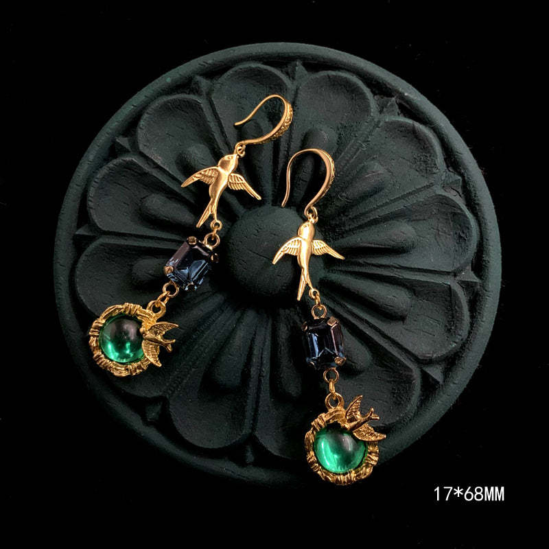 Pearl Gemstone Small Animal Bee Bird Handmade Vintage Earrings Jewelry | Mix Mix Style [Hot Seller]-Mix MIx Style