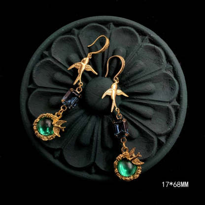 Pearl Gemstone Small Animal Bee Bird Handmade Vintage Earrings Jewelry | Mix Mix Style [Hot Seller]-Mix MIx Style