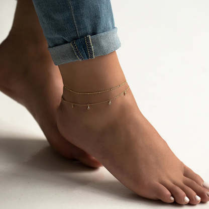 Tiny Moissanite Diamond Dangle s925 Sterling Silver Anklet | Mix Mix Style [Hot Seller]-Mix MIx Style