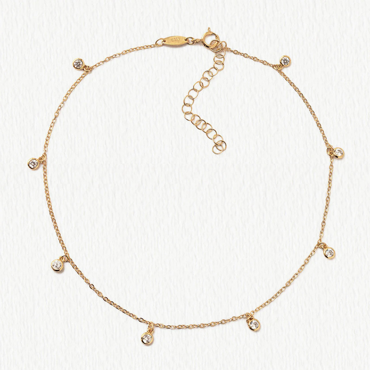 Tiny Moissanite Diamond Dangle s925 Sterling Silver Anklet | Mix Mix Style [Hot Seller]-Mix MIx Style