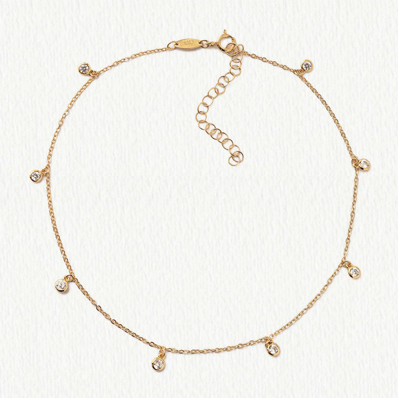 Tiny Moissanite Diamond Dangle s925 Sterling Silver Anklet | Mix Mix Style [Hot Seller]-Mix MIx Style