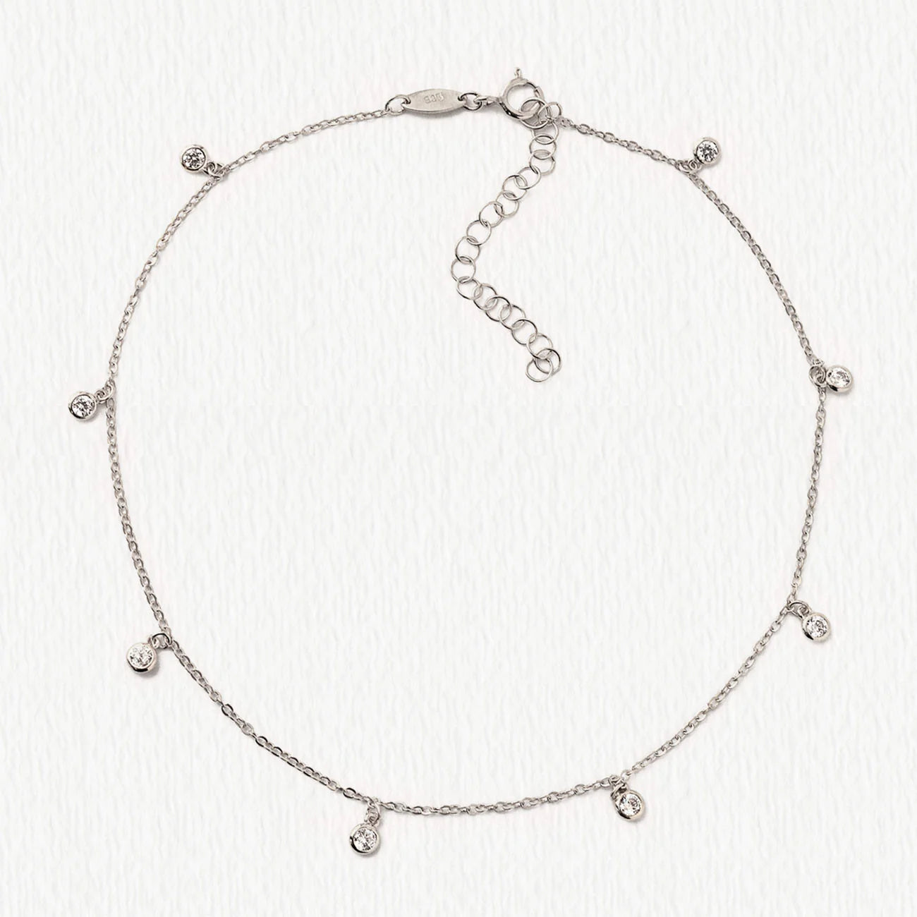 Tiny Moissanite Diamond Dangle s925 Sterling Silver Anklet | Mix Mix Style [Hot Seller]-Mix MIx Style