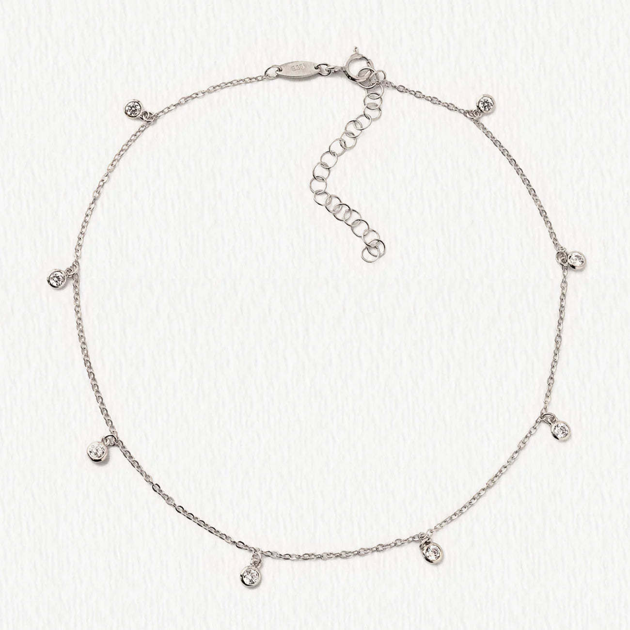 Tiny Moissanite Diamond Dangle s925 Sterling Silver Anklet | Mix Mix Style [Hot Seller]-Mix MIx Style