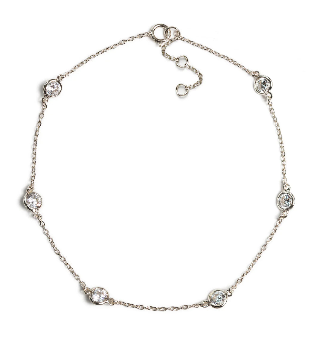 Moissanite Diamond s925 Sterling Silver Chain Anklet | Mix Mix Style [Hot Seller]-Mix MIx Style