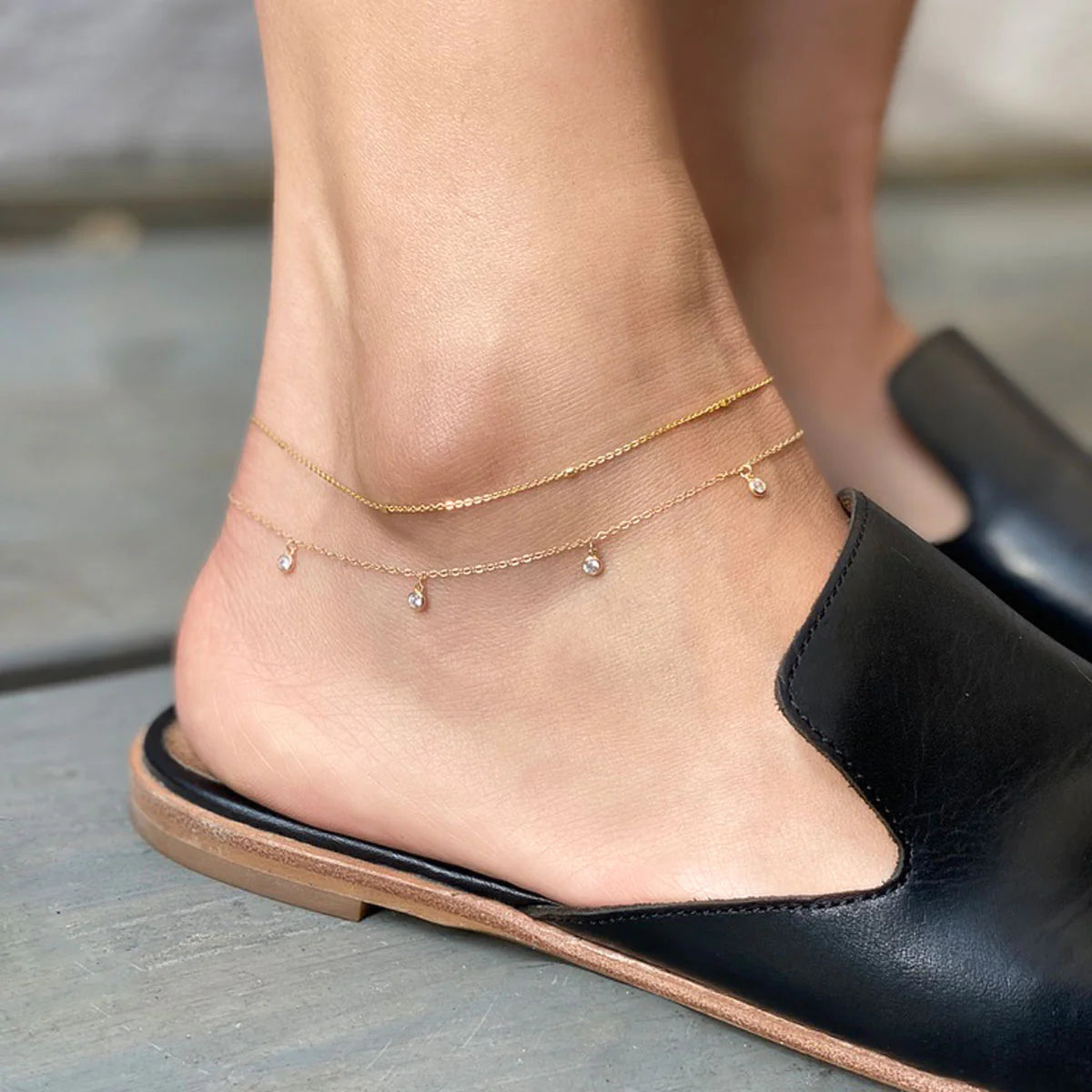 Tiny Moissanite Diamond Dangle s925 Sterling Silver Anklet | Mix Mix Style [Hot Seller]-Mix MIx Style