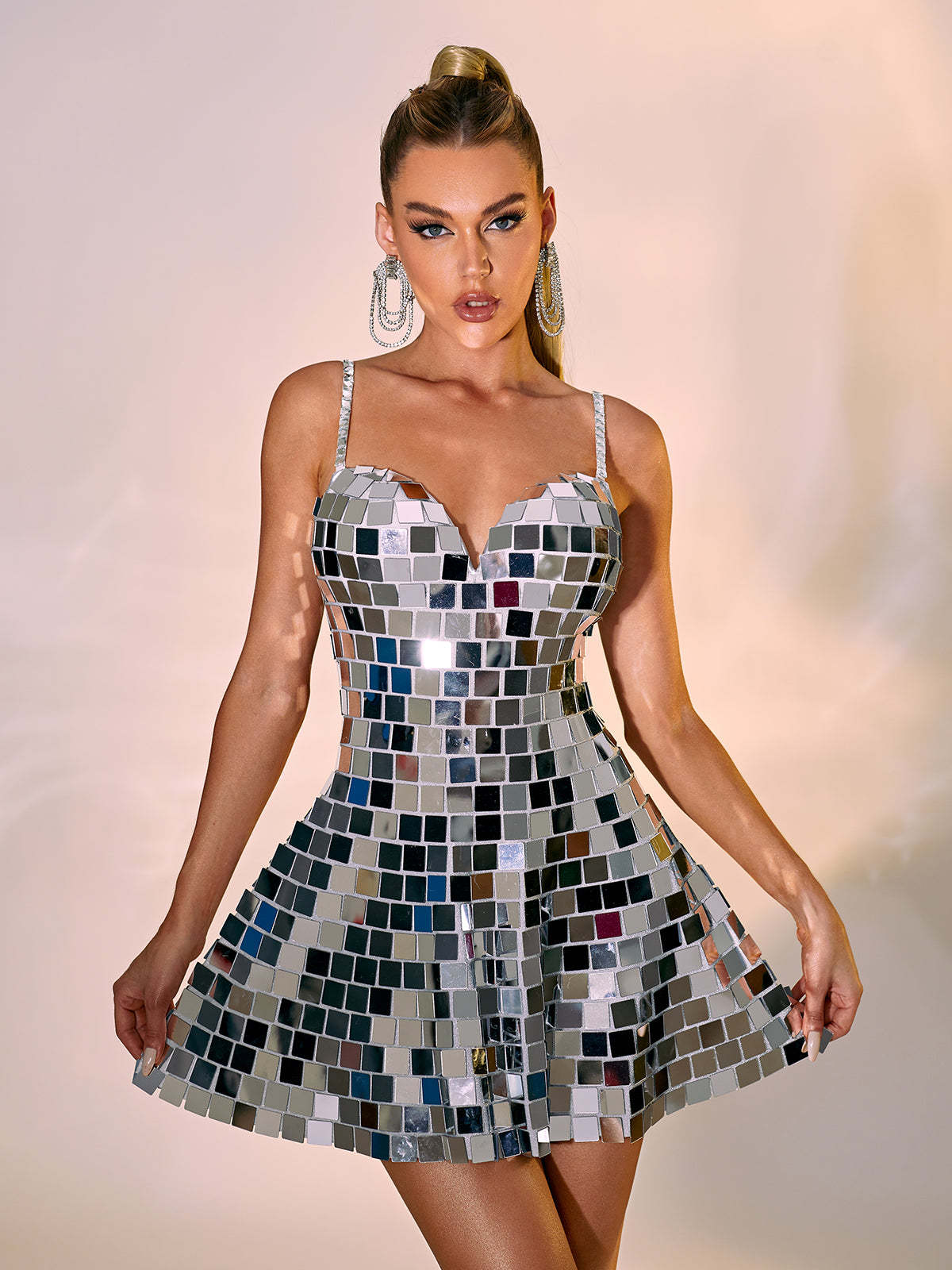Silver Embellished Mini Dress | Mix Mix Style [Hot Seller]-Mix MIx Style