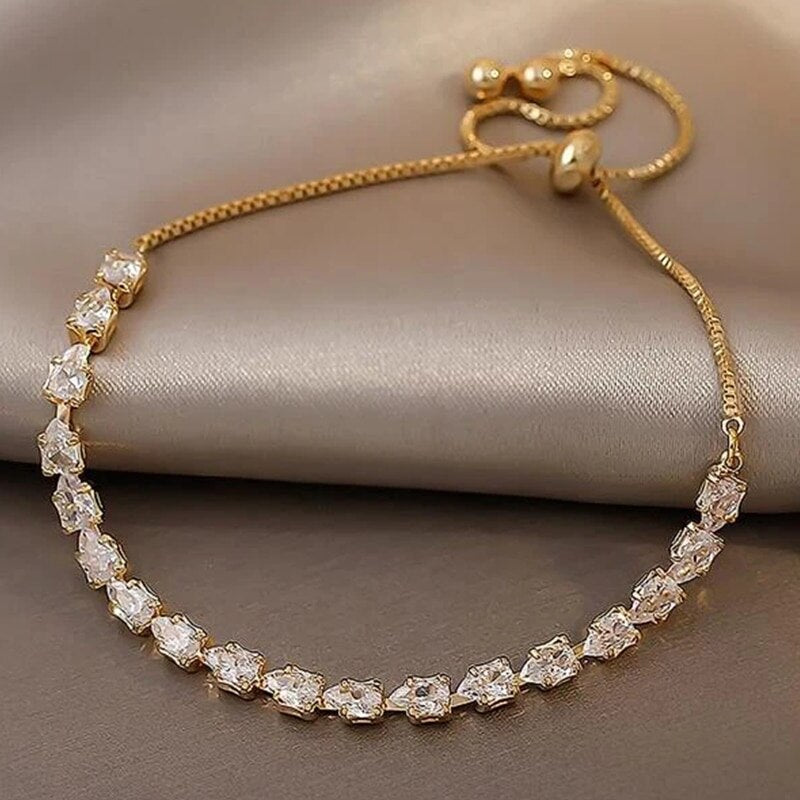 Adjustable Geometric 18k Gold Plated with Moissanite Diamonds Bracelet | Mix Mix Style [Hot Seller]-Mix MIx Style