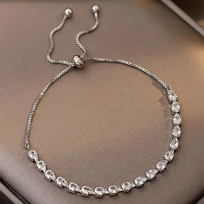 Adjustable Geometric 18k Gold Plated with Moissanite Diamonds Bracelet | Mix Mix Style [Hot Seller]-Mix MIx Style