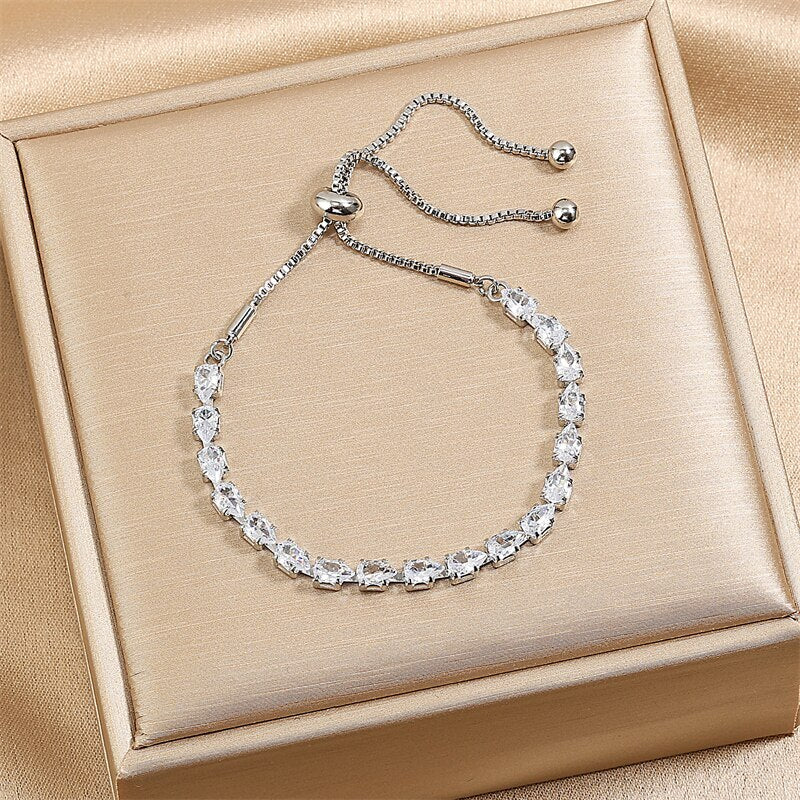 Adjustable Geometric 18k Gold Plated with Moissanite Diamonds Bracelet | Mix Mix Style [Hot Seller]-Mix MIx Style