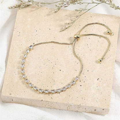 Adjustable Geometric 18k Gold Plated with Moissanite Diamonds Bracelet | Mix Mix Style [Hot Seller]-Mix MIx Style