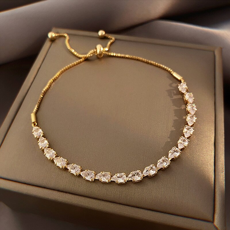 Adjustable Geometric 18k Gold Plated with Moissanite Diamonds Bracelet | Mix Mix Style [Hot Seller]-Mix MIx Style