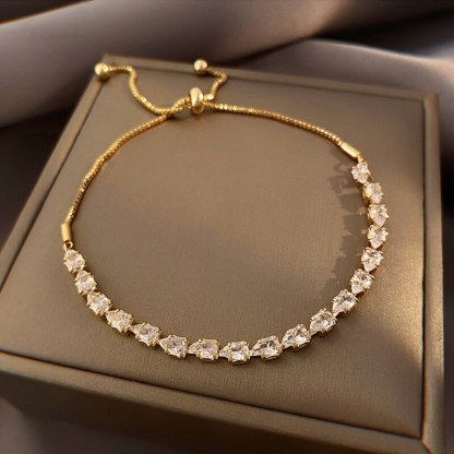 Adjustable Geometric 18k Gold Plated with Moissanite Diamonds Bracelet | Mix Mix Style [Hot Seller]-Mix MIx Style