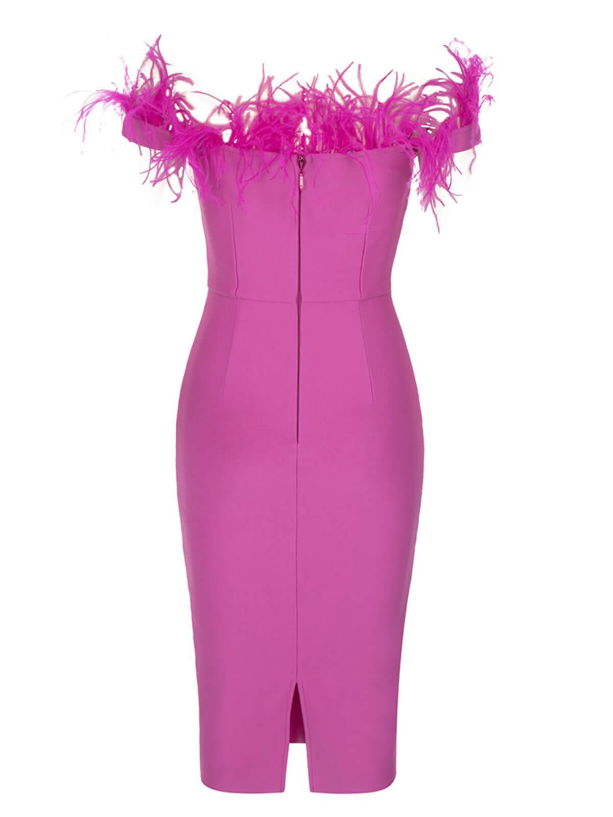 Off Shoulder Feather Corset Bandage Dress-Mix MIx Style
