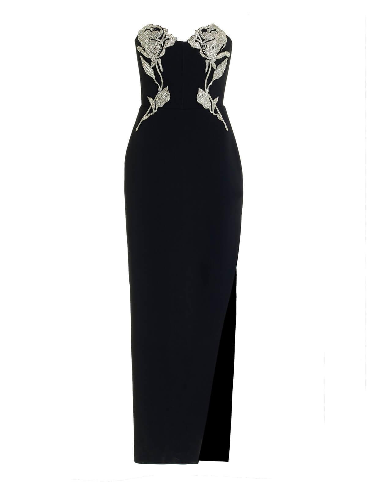 Crystal Embellished Strapless Maxi Dress in Black | Mix Mix Style [Hot Seller]-Mix MIx Style