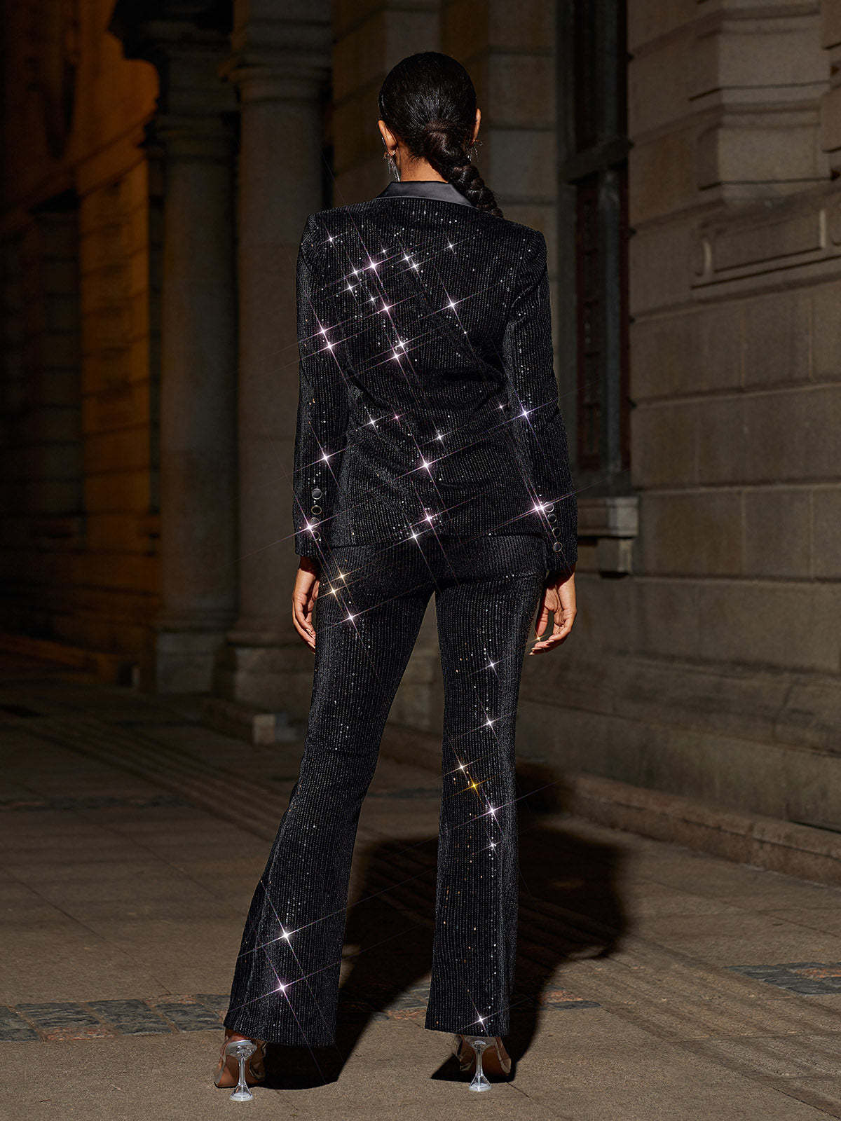 Black Sequin Blazer & Maxi Skirt Set | Mix Mix Style [Hot Seller]-Mix MIx Style