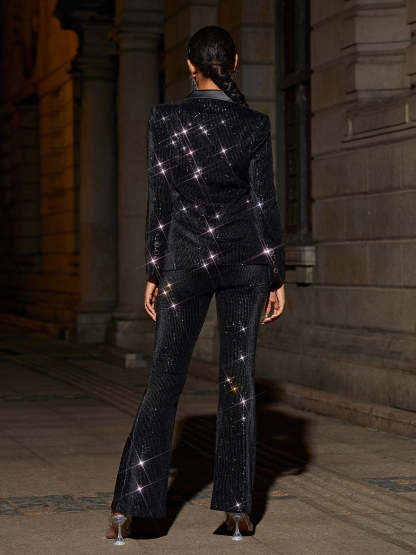 Black Sequin Blazer & Maxi Skirt Set | Mix Mix Style [Hot Seller]-Mix MIx Style