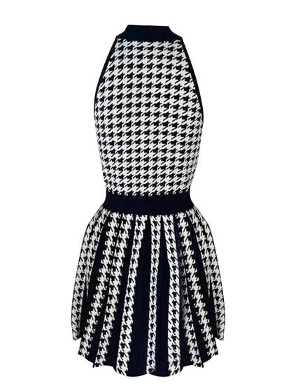 Amadea Houndstooth Knitted Mini Dress-Mix MIx Style