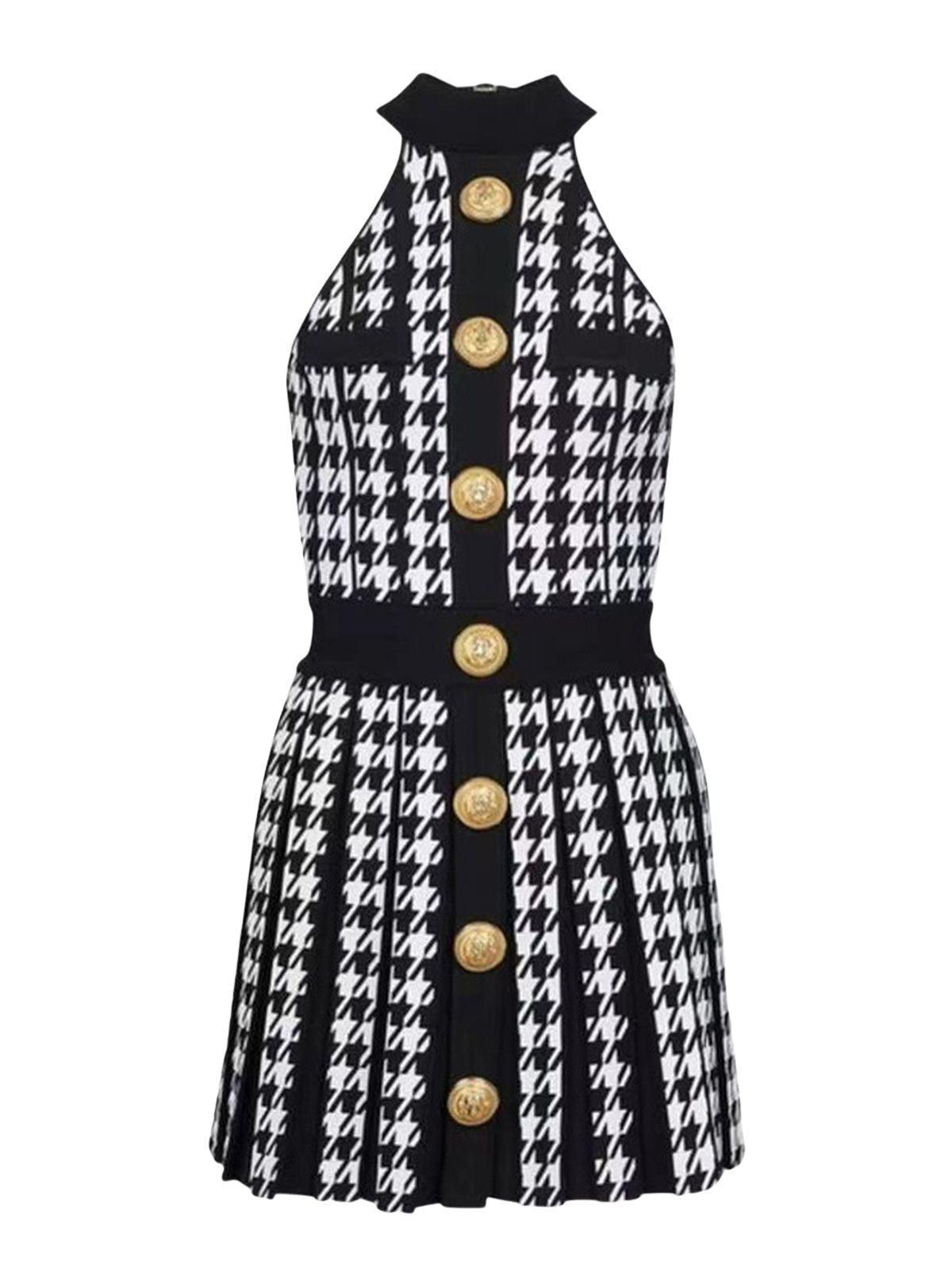 Amadea Houndstooth Knitted Mini Dress-Mix MIx Style