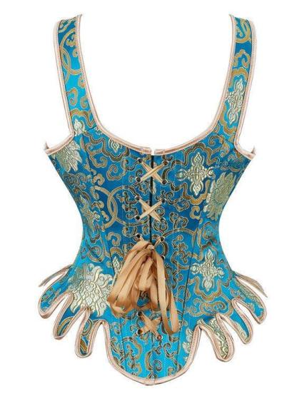 Classic Jacquard Corset Top In Blue | Mix Mix Style [Hot Seller]-Mix MIx Style