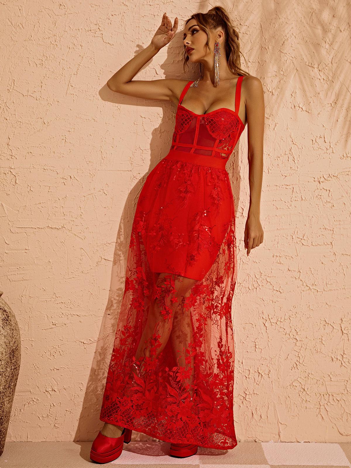 Amirah Maxi Dress In Red-Mix MIx Style