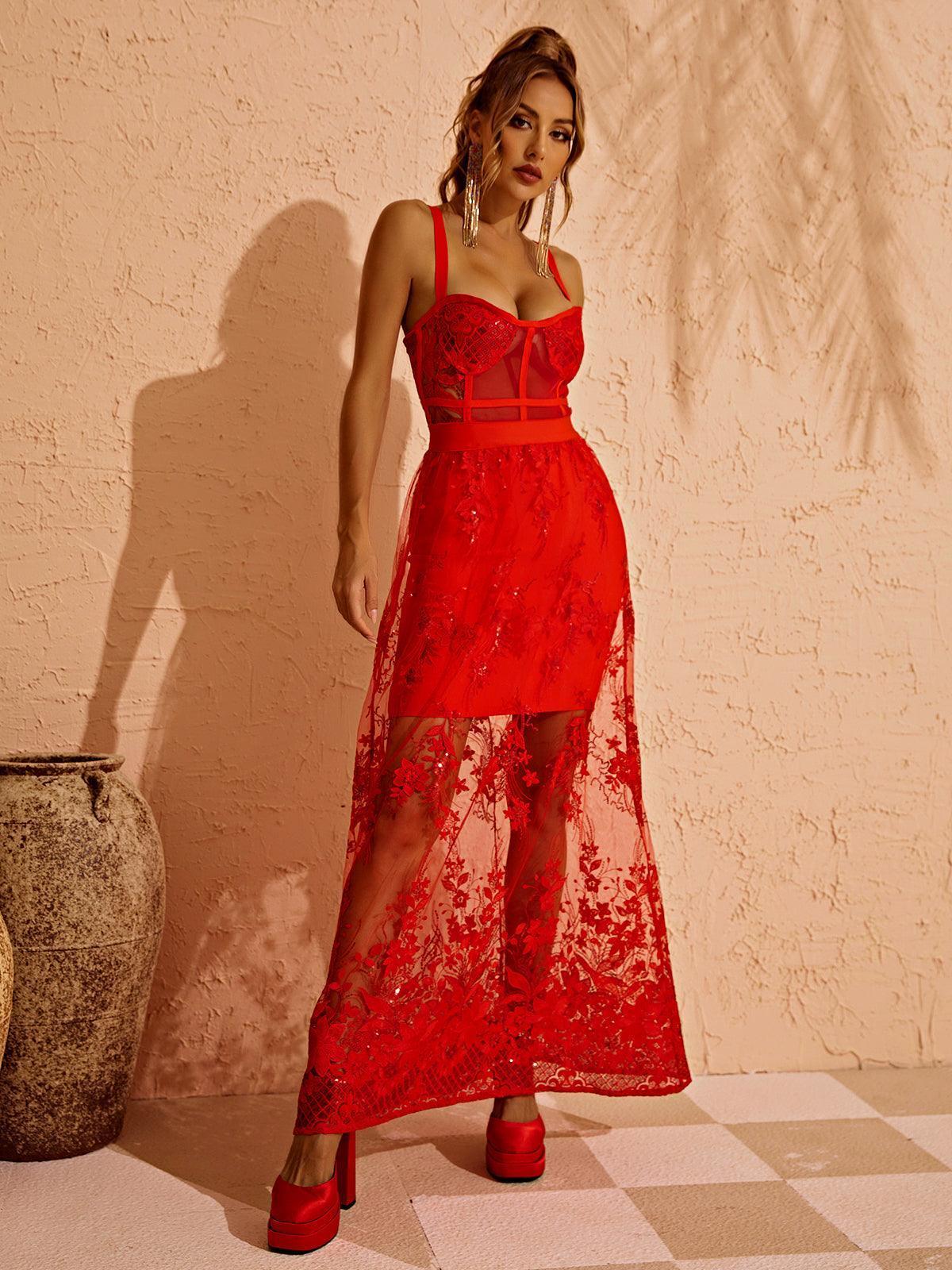 Amirah Maxi Dress In Red-Mix MIx Style