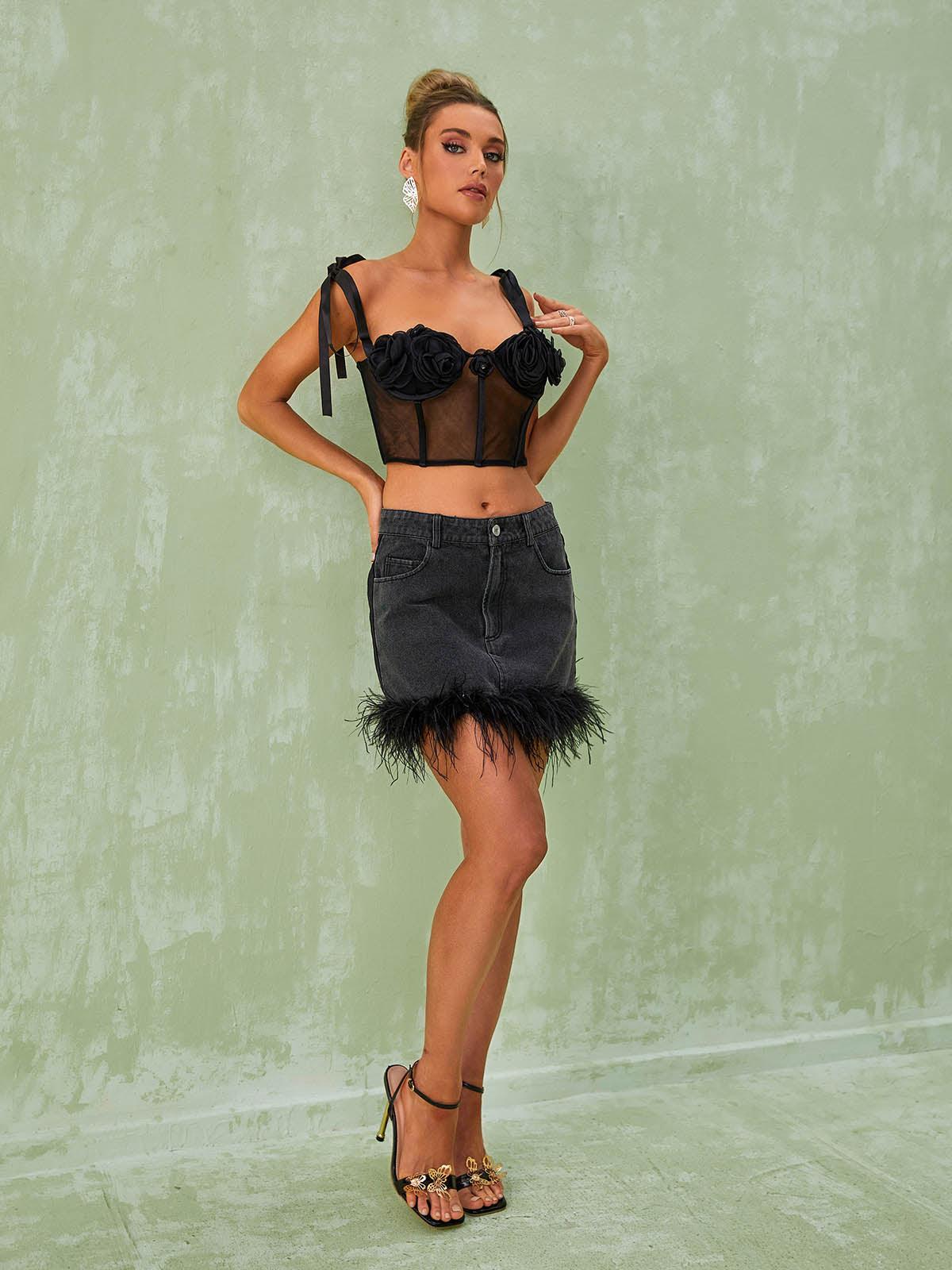Rose Corset Top In Black | Mix Mix Style [Hot Seller]-Mix MIx Style