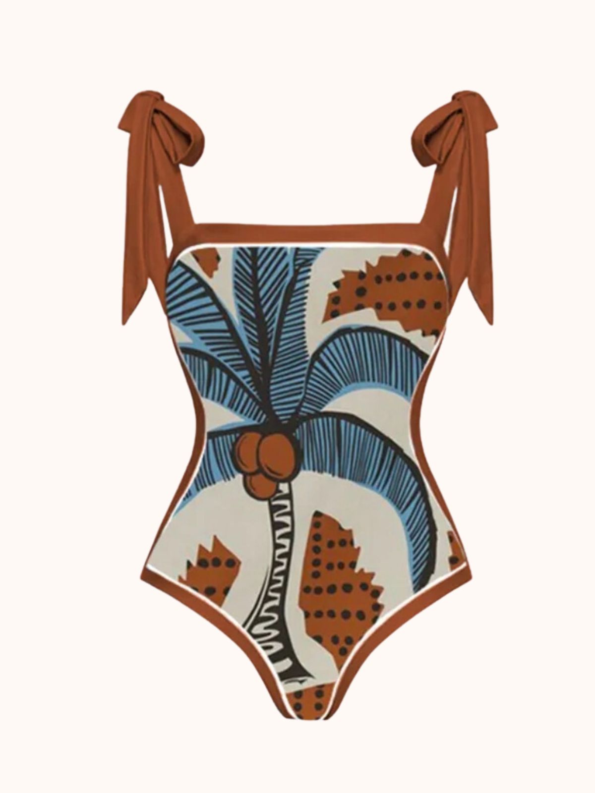 Beach Brown Printed Swimwear Two Piece Set | Mix Mix Style-Mix MIx Style