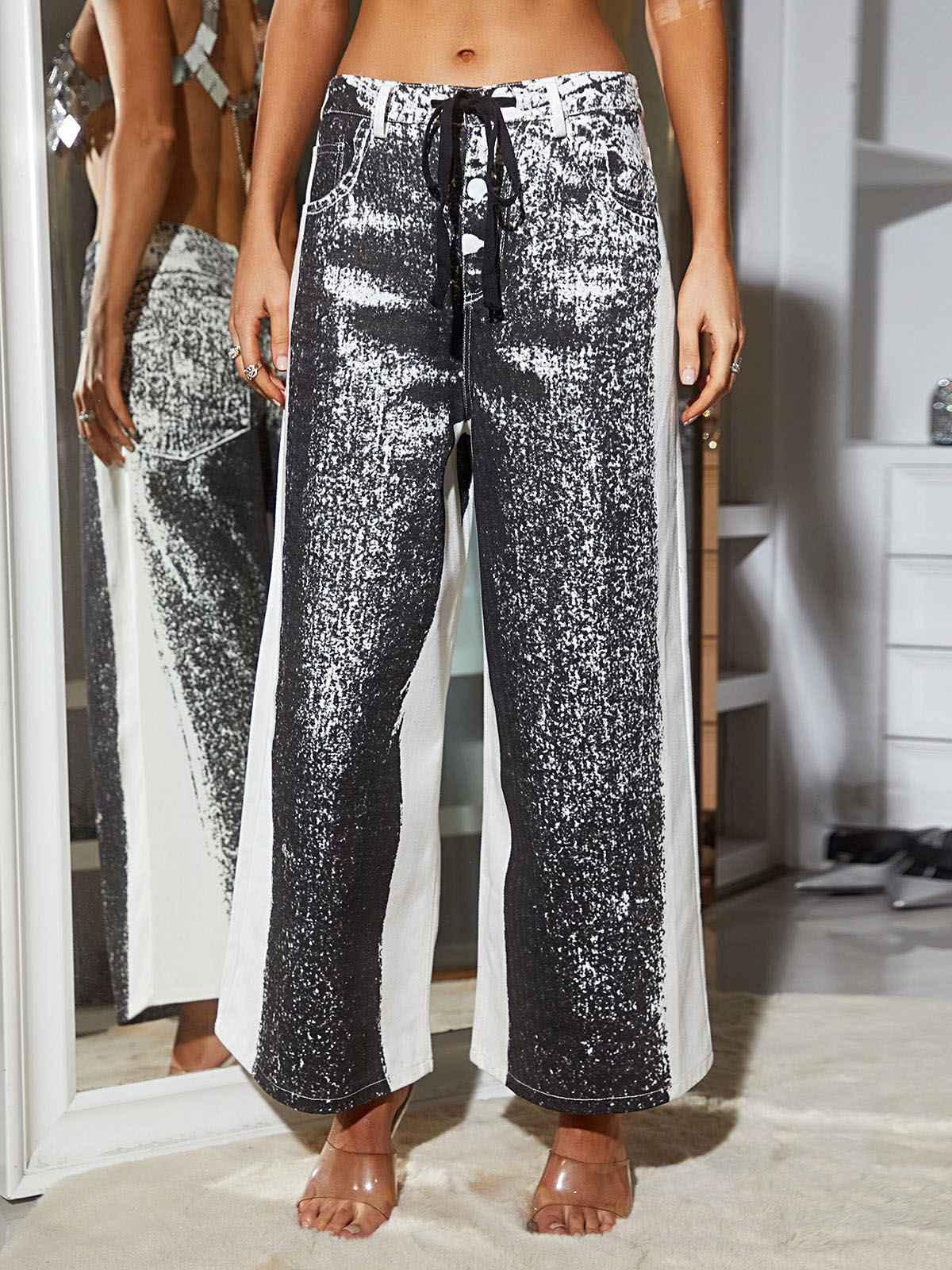 Anona Denim Pants In Black-Mix MIx Style