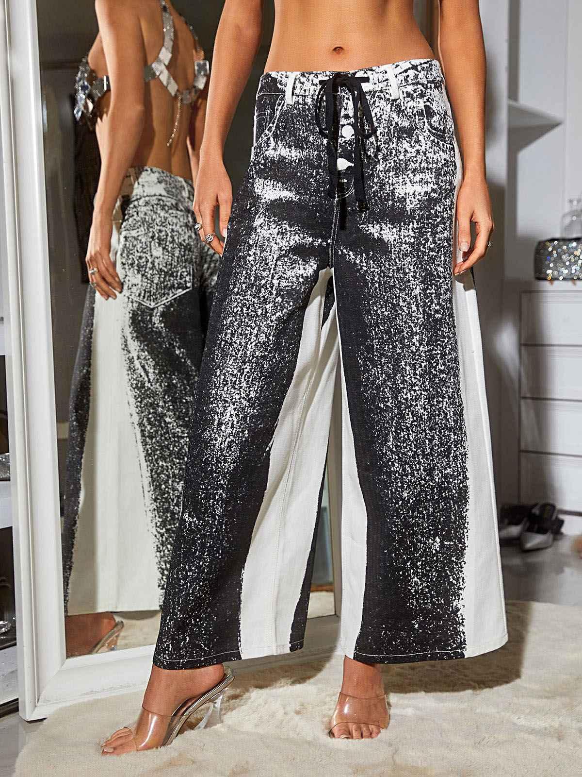 Anona Denim Pants In Black-Mix MIx Style