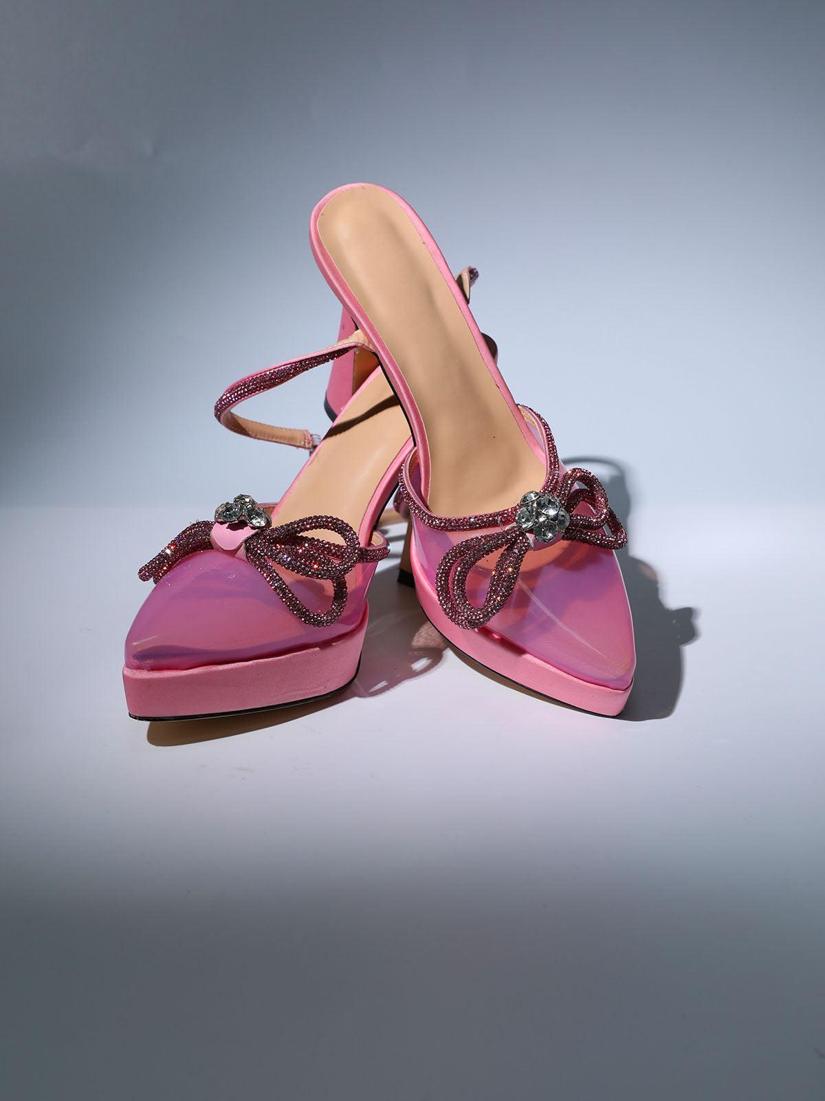 Anouk Bow Crystal Heels In Pink-Mix MIx Style