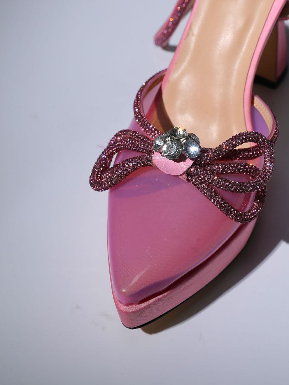 Anouk Bow Crystal Heels In Pink-Mix MIx Style